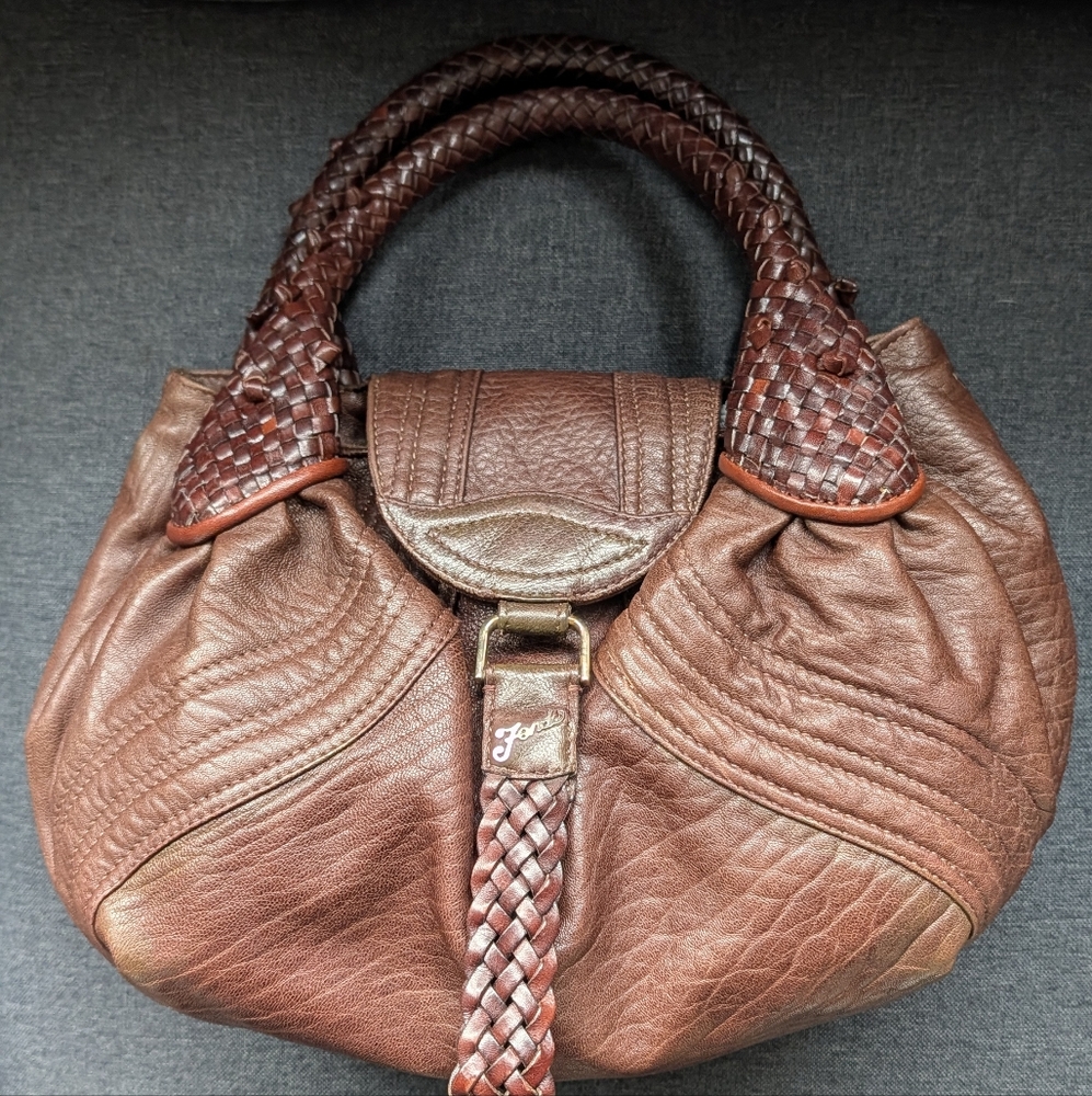 Fendi Mini Spy Bag Zucca And Brown Leather